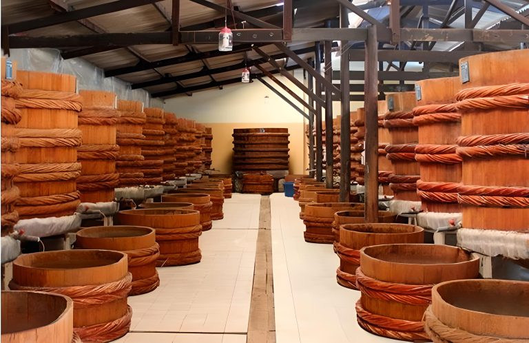 Inside Hung Thanh fish sauce factory